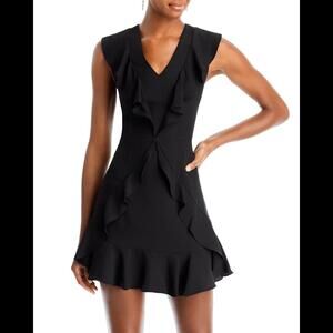 BCBGMAXAZRIA Ruffled Mini Dress Black Womens size 16 NWT
